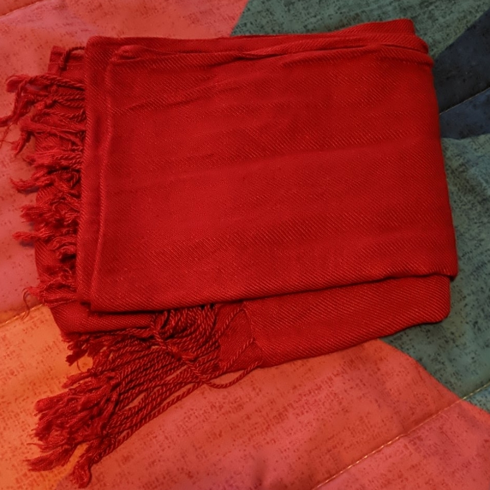 Super soft bright red scarf